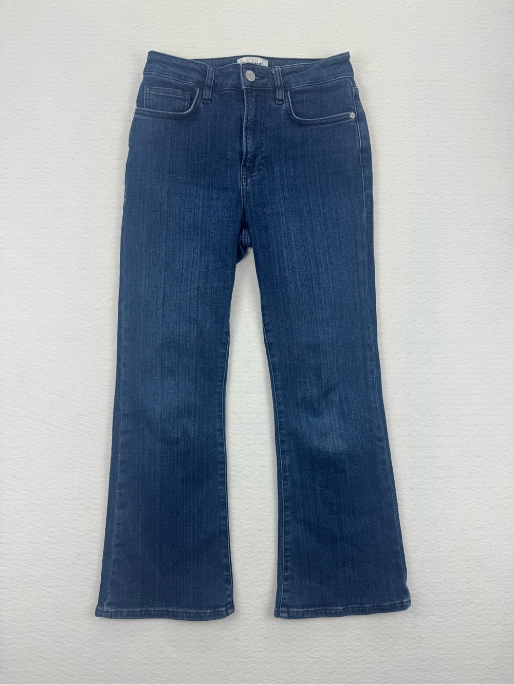 FRAME Le Crop Mini Boot Jeans Cropped Dark Wash Flare Thunderstorm — Size 27